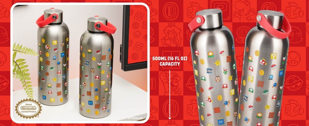 Super Mario Metall Trinkflasche mit Trageschlaufe