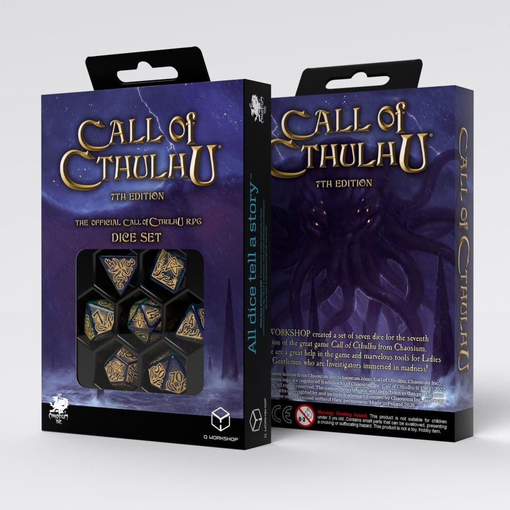 Call of Cthulhu 7th Edition 7er-Würfelset Blue-green & Gold