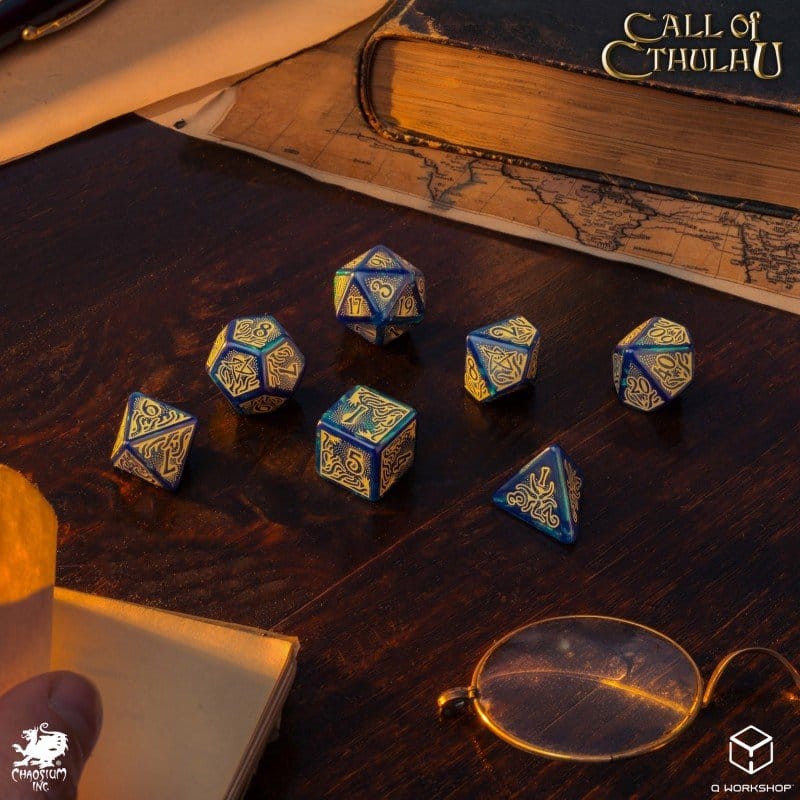 Call of Cthulhu 7th Edition 7er-Würfelset Blue-green & Gold