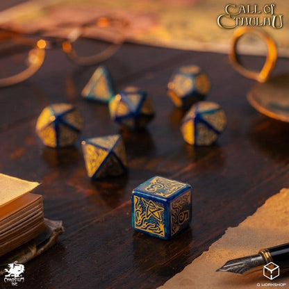 Call of Cthulhu 7th Edition 7er-Würfelset Blue-green & Gold