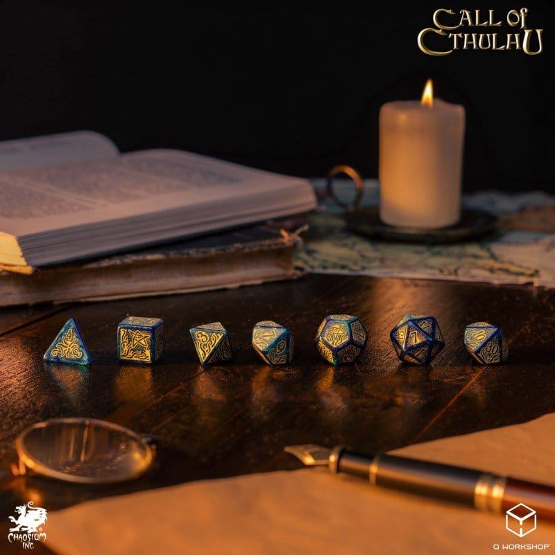 Call of Cthulhu 7th Edition 7er-Würfelset Blue-green & Gold