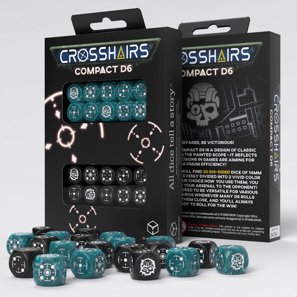 Crosshairs Compact D6 Würfel Set Stürmisch & Schwarz (20)