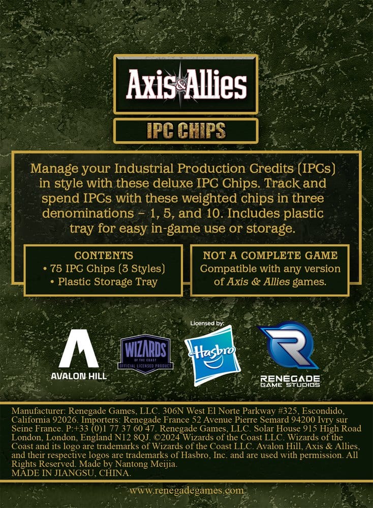Avalon Hill Brettspiel Axis & Allies: IPC Chips Erweiterung
