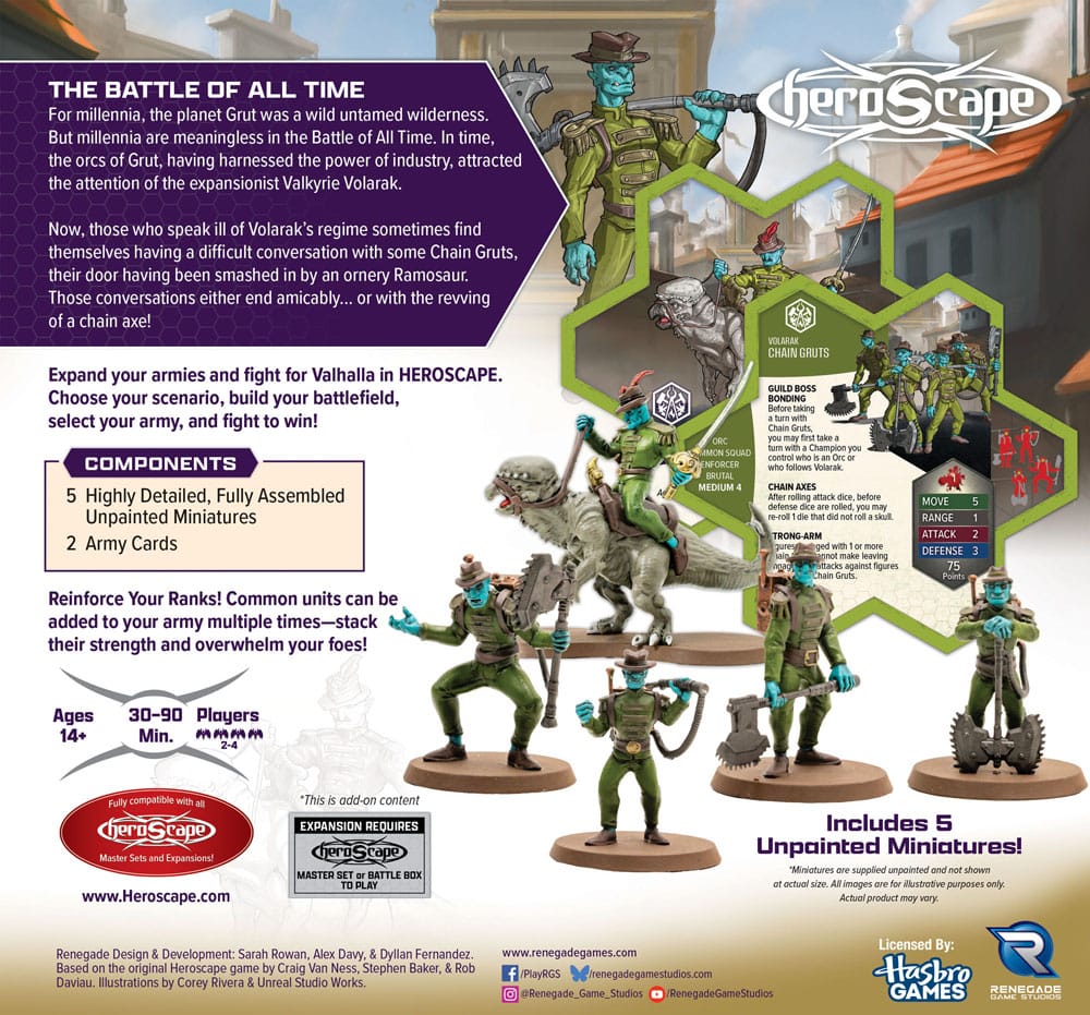 Heroscape Armeeerweiterung Age of Annihilation Chain Gruts & Ramosaur Rider (Common) *Englische Version*