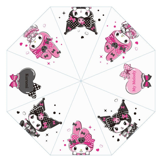 Sanrio Pink Black Party Series Regenschirm Kuromi & My Melody Transparent
