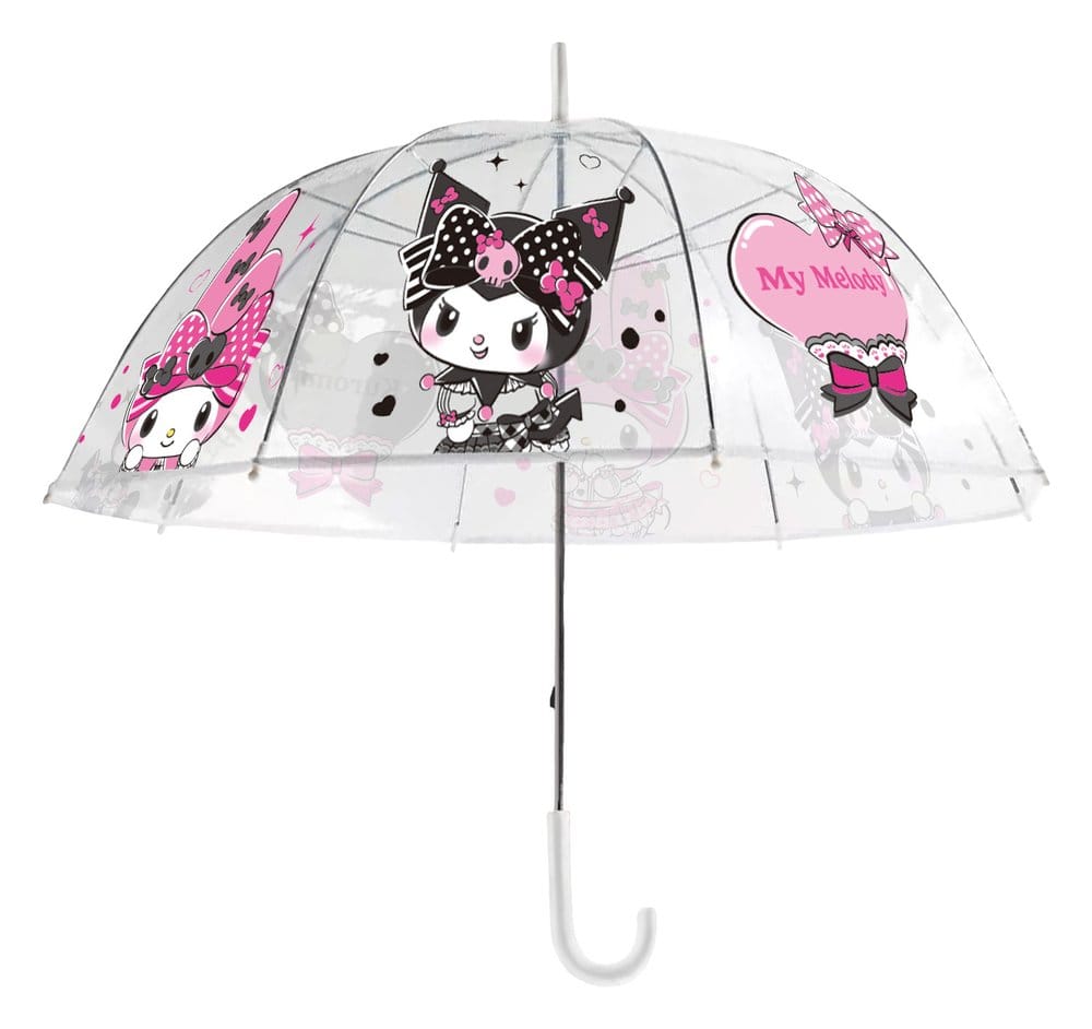 Sanrio Pink Black Party Series Regenschirm Kuromi & My Melody Transparent