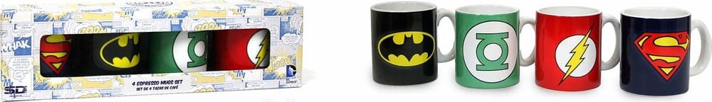 DC Comics Keramik Mini-Kaffeetassen Logos 8 cm Set (4)