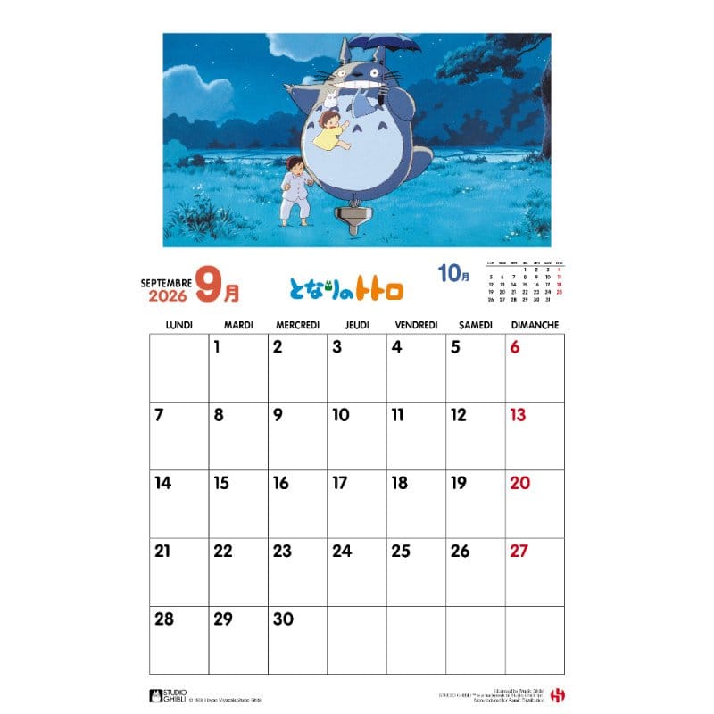 Mein Nachbar Totoro Kalender 2026 *Französische Version*