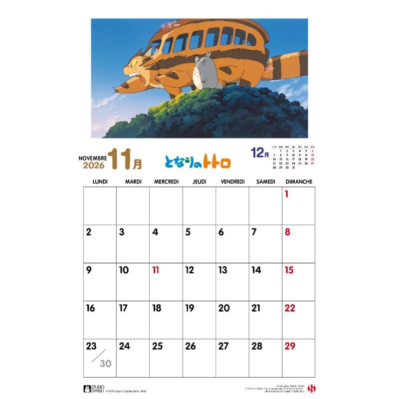 Mein Nachbar Totoro Kalender 2026 *Französische Version*