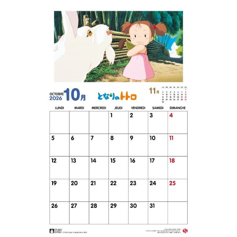 Mein Nachbar Totoro Kalender 2026 *Französische Version*