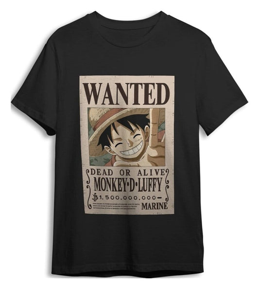 One Piece T-Shirt Monkey D. Ruffy Wanted Schwarz Größe XL