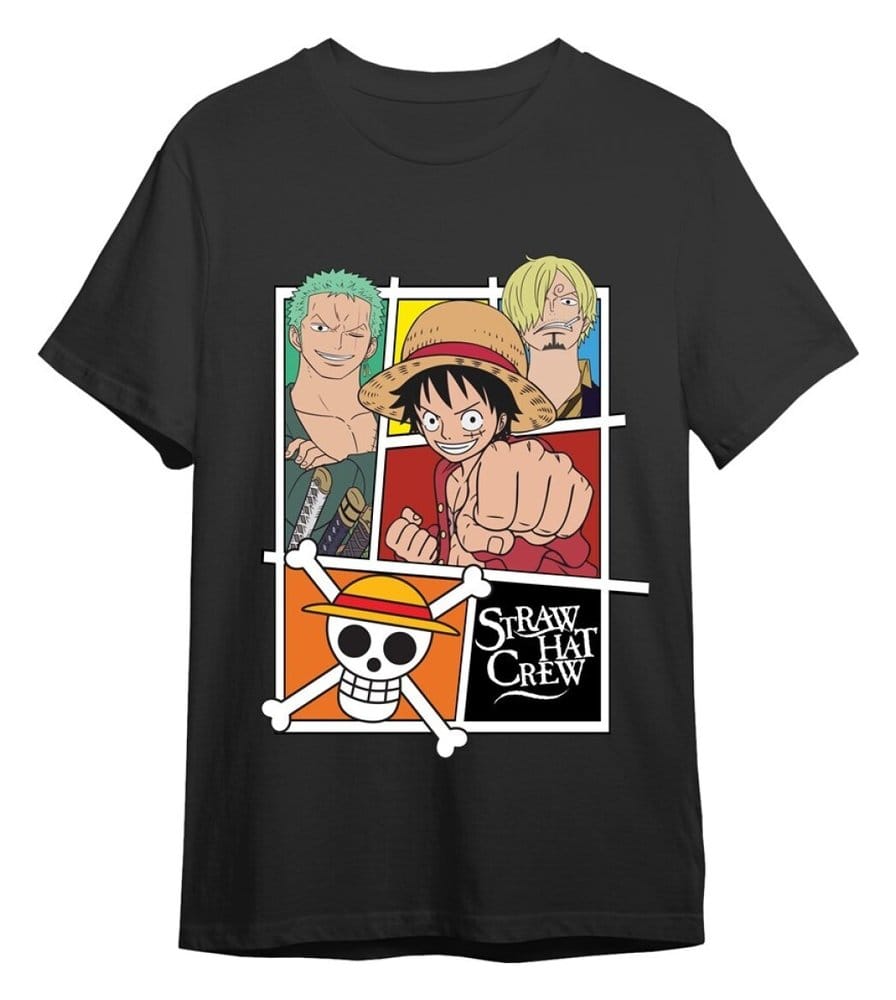 One Piece T-Shirt Straw Hat Crew Grau Größe M