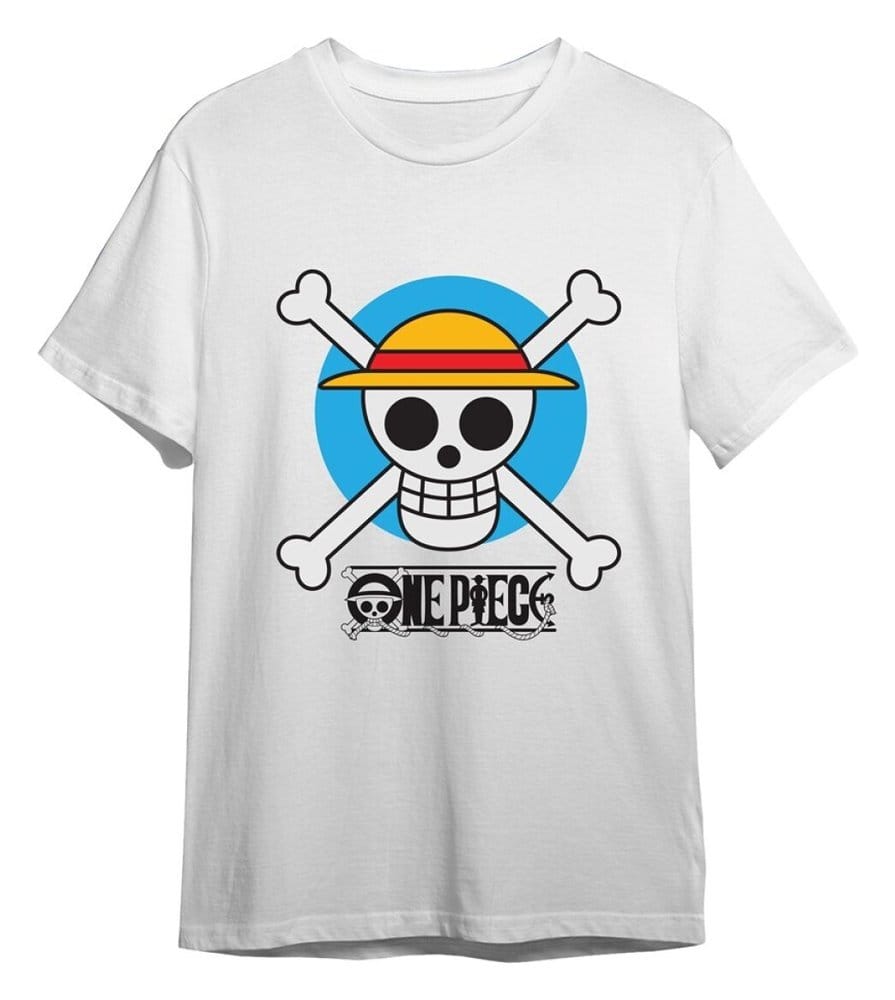 One Piece T-Shirt Circle Skull Weiß