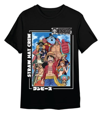 One Piece T-Shirt Straw Hat Crew Schwarz