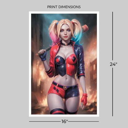 DC Comics Kunstdruck Harley Quinn 41 x 61 cm - ungerahmt