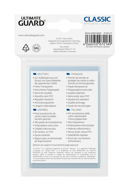 Ultimate Guard Classic Soft Sleeves Japanische Größe Transparent (100)