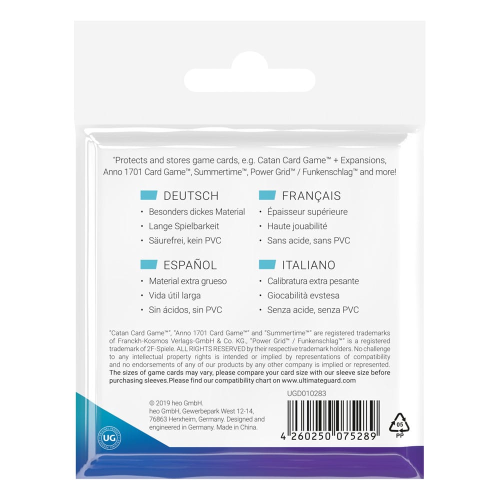 Ultimate Guard Premium Soft Sleeves für Brettspielkarten Quadratisch (50)