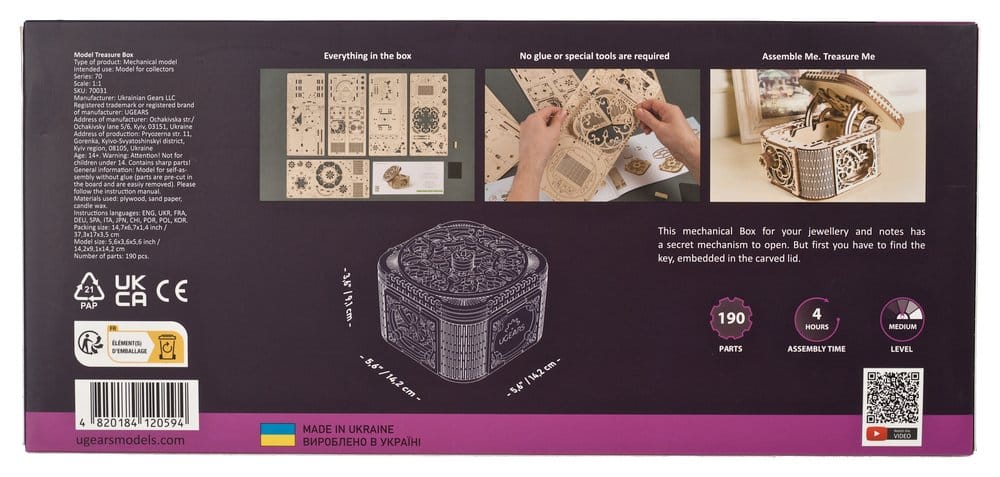 Ugears 3D-Holzpuzzle Schatzkästchen
