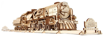 Ugears 3D-Holzpuzzle V-Express Dampflokomotive mit Schlepptender