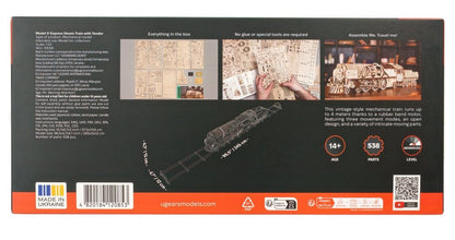 Ugears 3D-Holzpuzzle V-Express Dampflokomotive mit Schlepptender