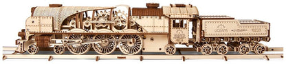 Ugears 3D-Holzpuzzle V-Express Dampflokomotive mit Schlepptender