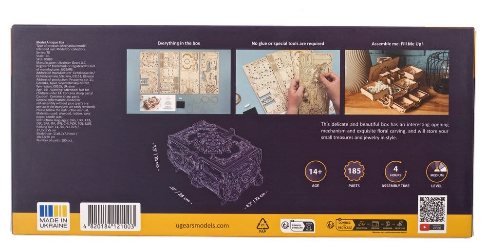 Ugears 3D-Holzpuzzle Antik-Schatulle