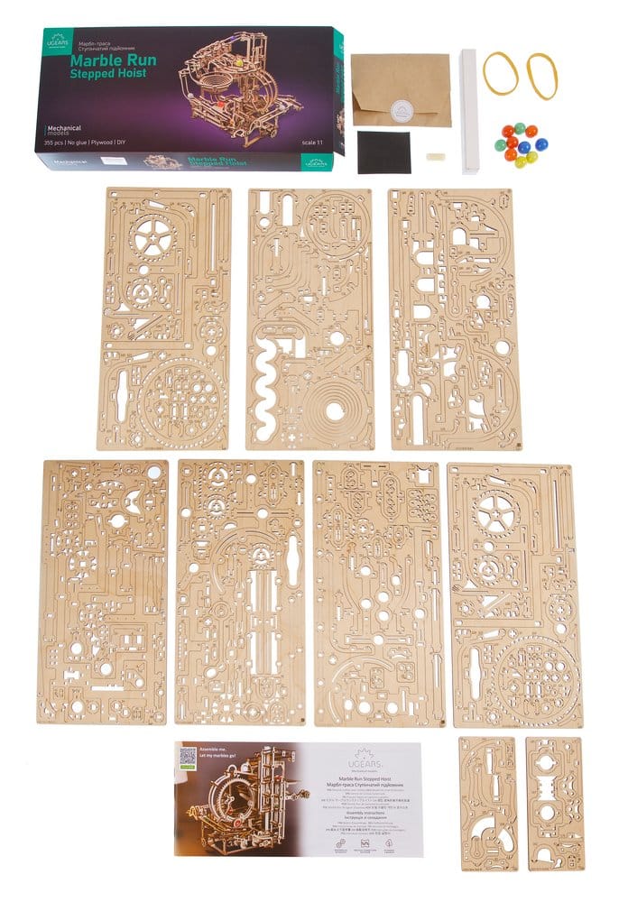 Ugears 3D-Holzpuzzle Murmel-Stufenbahn