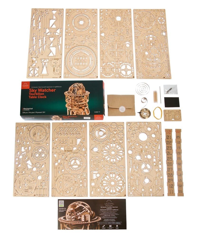 Ugears 3D-Holzpuzzle Tourbillon-Tischuhr Sternengucker