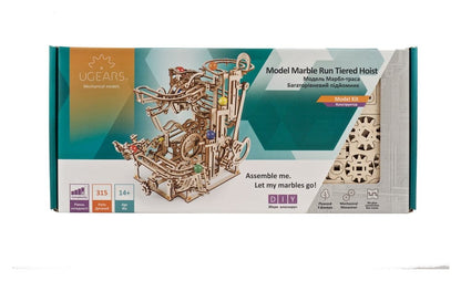 Ugears 3D-Holzpuzzle Murmelbahn mit Stufenwinde