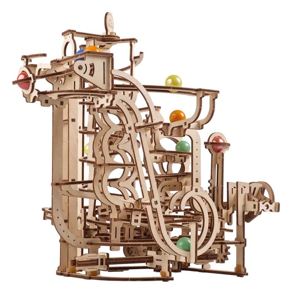 Ugears 3D-Holzpuzzle Murmelbahn mit Spiralaufzug