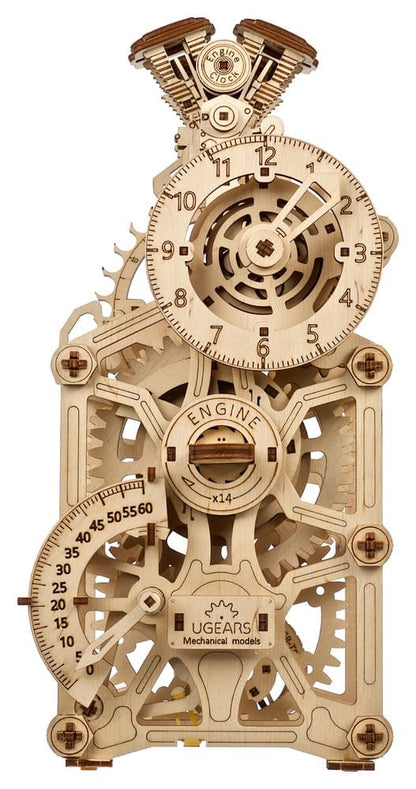 Ugears 3D-Holzpuzzle Motoren-Uhr