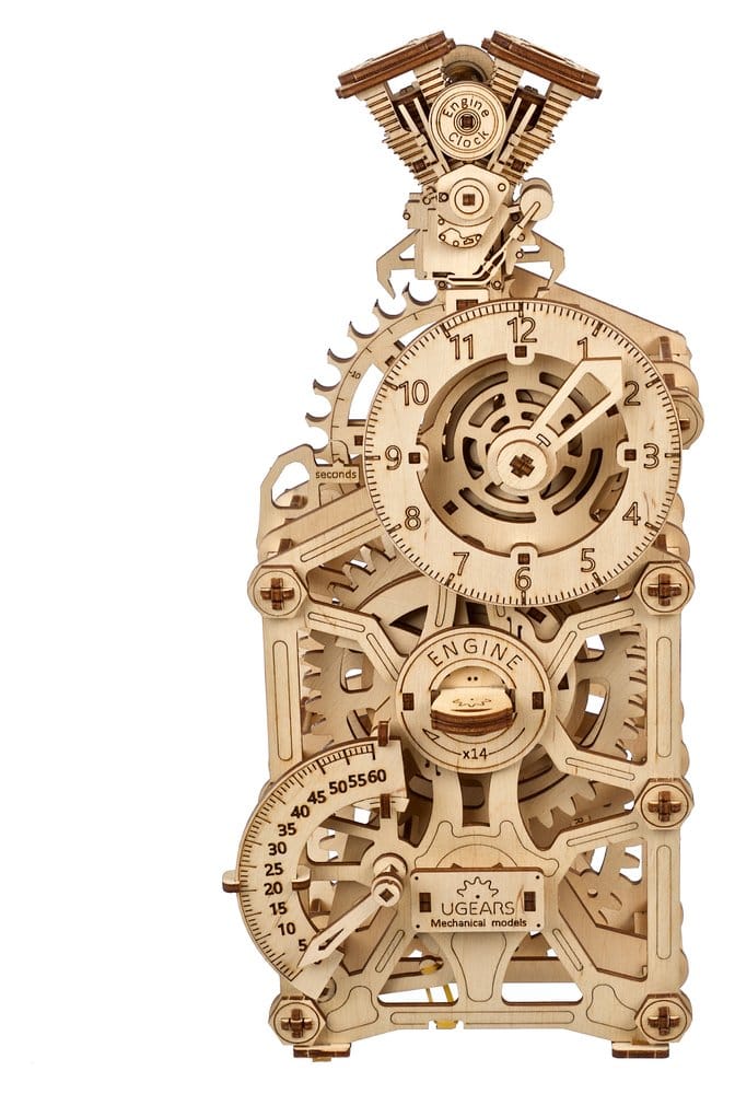 Ugears 3D-Holzpuzzle Motoren-Uhr
