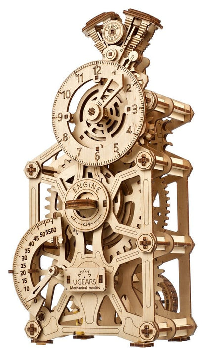 Ugears 3D-Holzpuzzle Motoren-Uhr