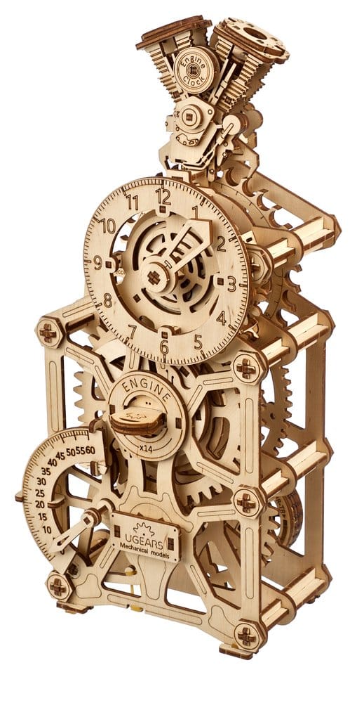 Ugears 3D-Holzpuzzle Motoren-Uhr