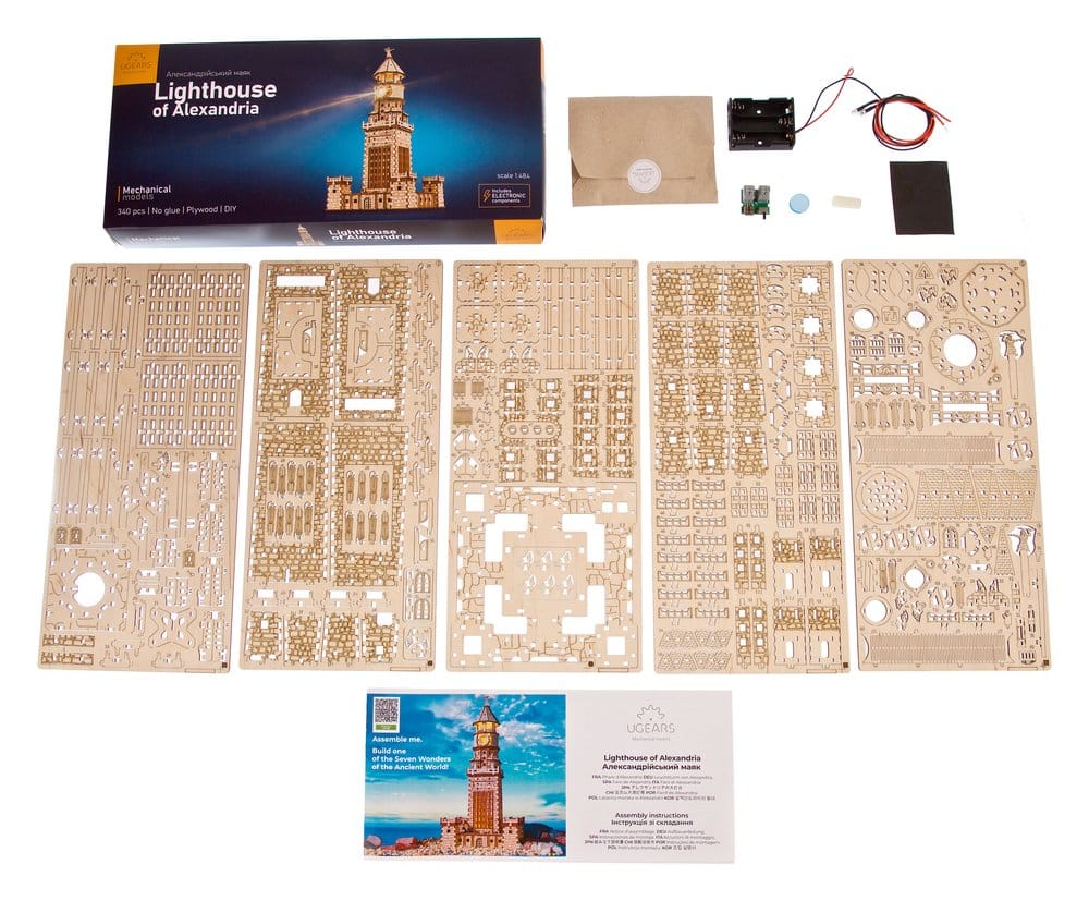 Ugears 3D-Holzpuzzle Leuchtturm von Alexandria