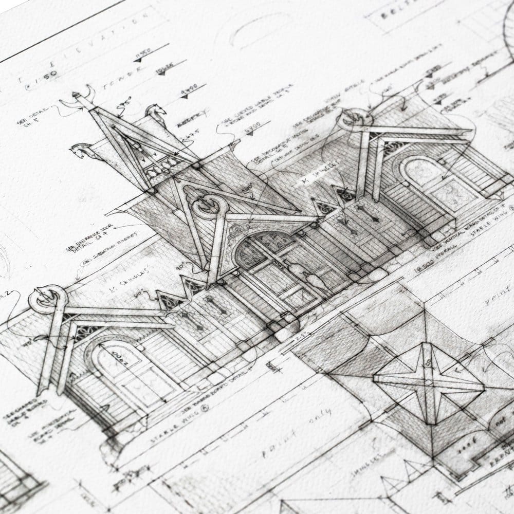 Herr der Ringe Bauplan Kunstdruck The Stable of Edoras 59 x 42 cm