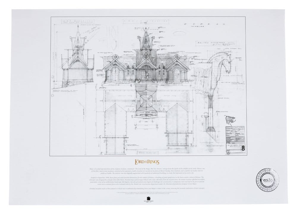 Herr der Ringe Bauplan Kunstdruck The Stable of Edoras 59 x 42 cm