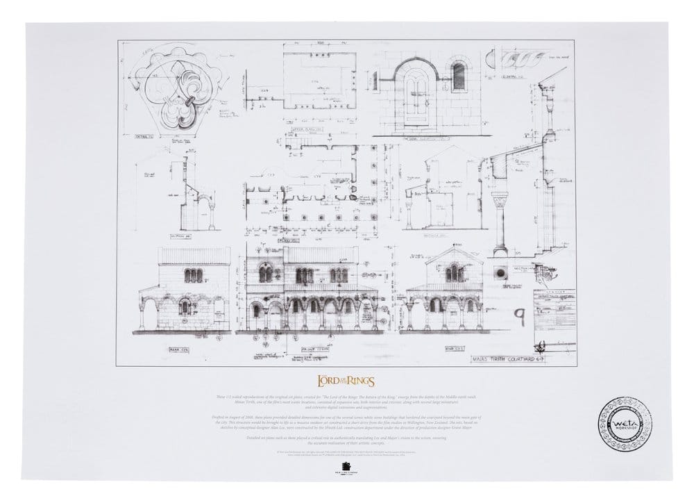 Herr der Ringe Bauplan Kunstdruck The Courtyard of Minas Tirith 59 x 42 cm