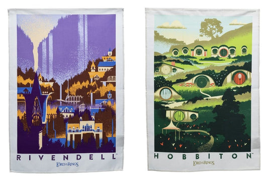 Herr der Ringe Geschirrtuch 2er Pack Rivendell & Hobbiton 70 cm