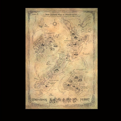 Der Hobbit Kunstdruck New Zealand Map of Middle Earth 50 x 70 cm