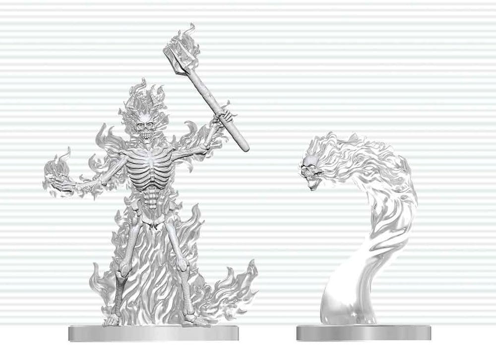 Dungeons & Dragons Nolzur's Marvelous Miniatures Miniatur unbemalt Flammendes Skelett & Flammenschädel 14 cm