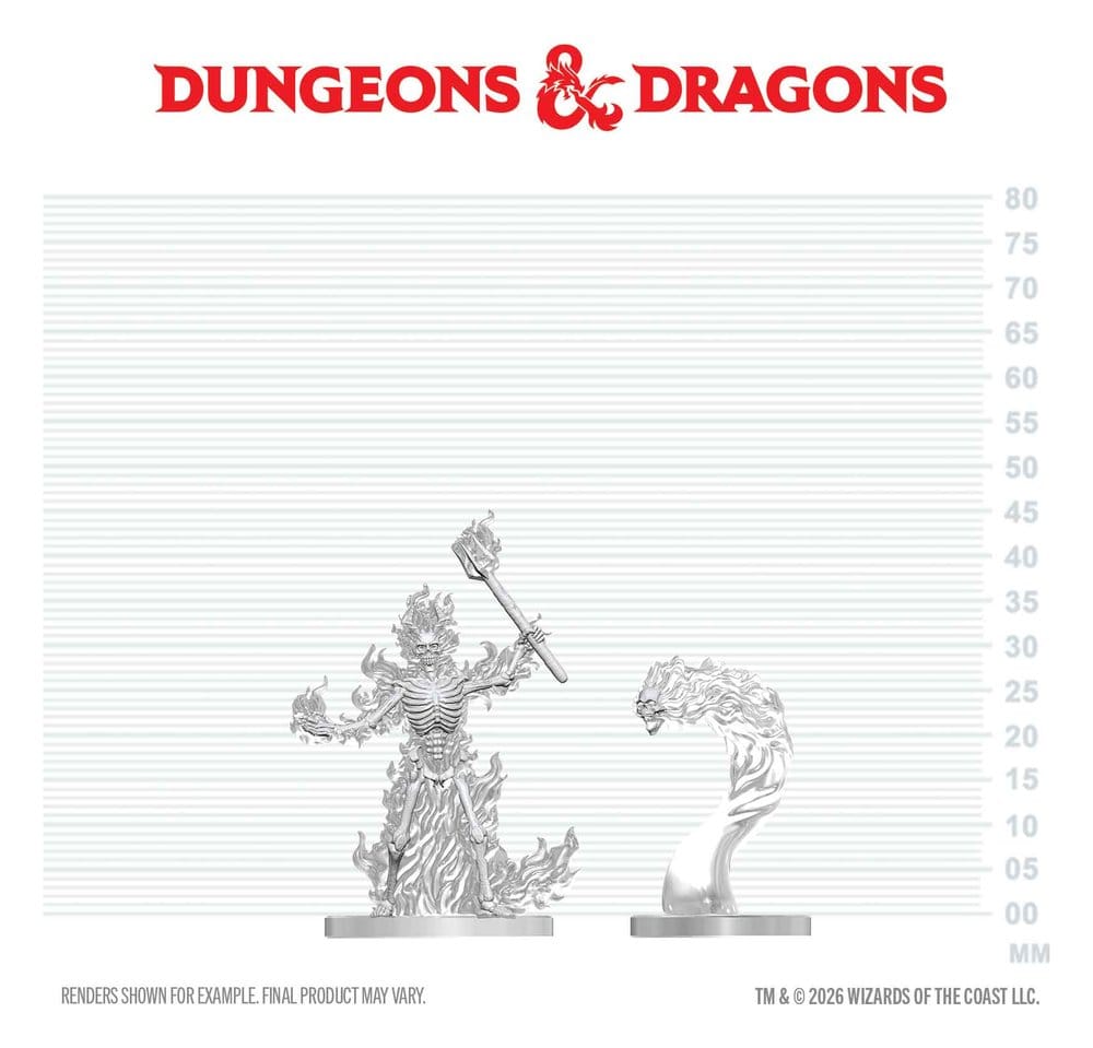 Dungeons & Dragons Nolzur's Marvelous Miniatures Miniatur unbemalt Flammendes Skelett & Flammenschädel 14 cm