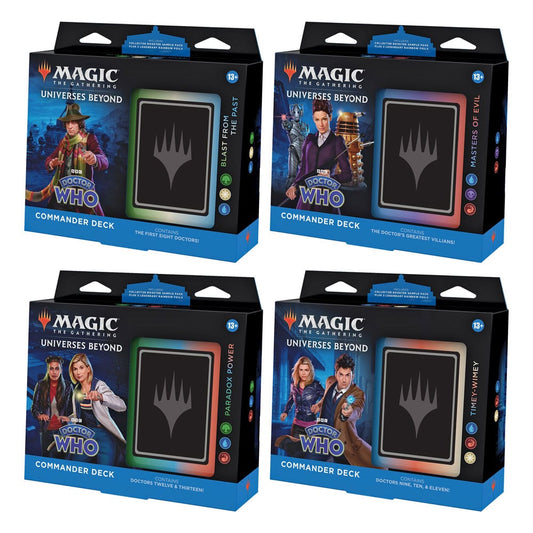 Magic the Gathering Universes Beyond: Doctor Who Commander-Decks Display (4) englisch