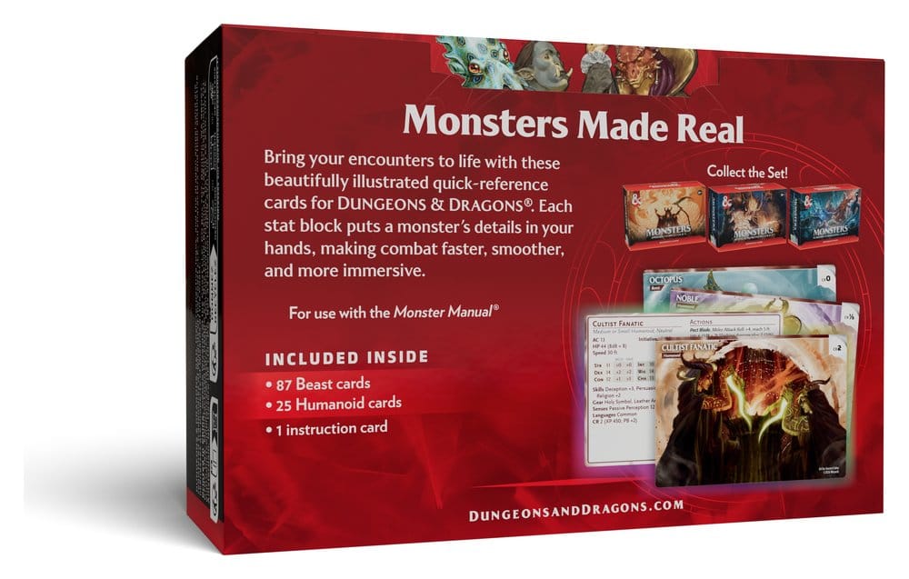 Dungeons & Dragons RPG Referenzkarten: Monster (Tiere und NSCs) *Englische Version*